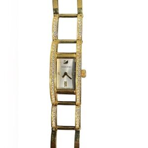 SWAROVSKI Indira 1186072 Stainless Steel Gold Quartz Watch Working Condition